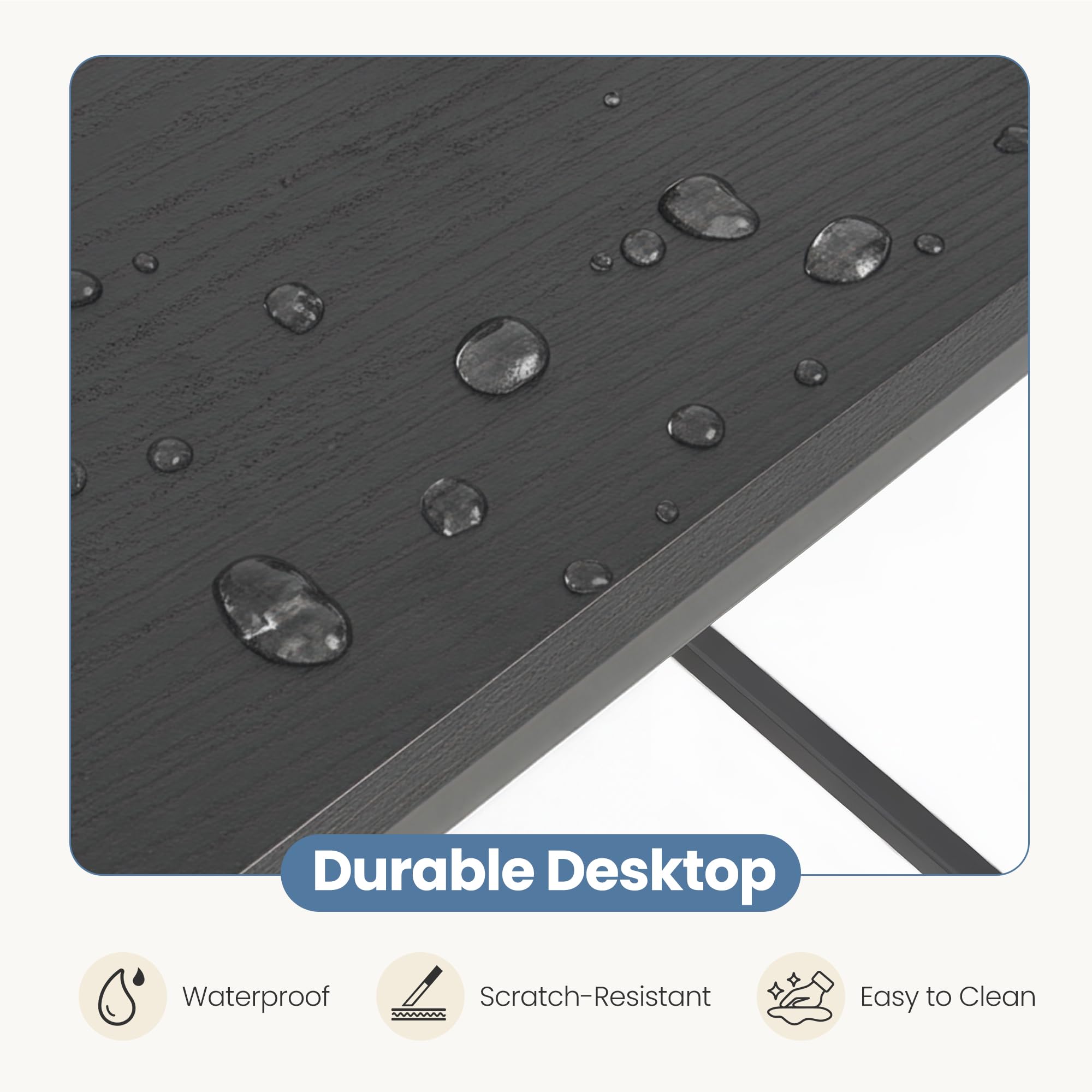 DUMOS modern black desk provides easy assembly with included tools.