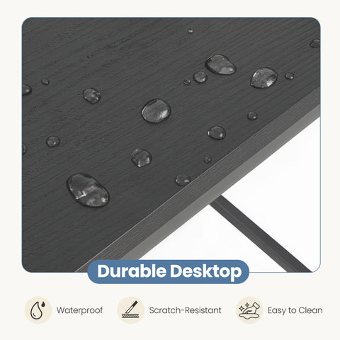 DUMOS modern black desk provides easy assembly with included tools.