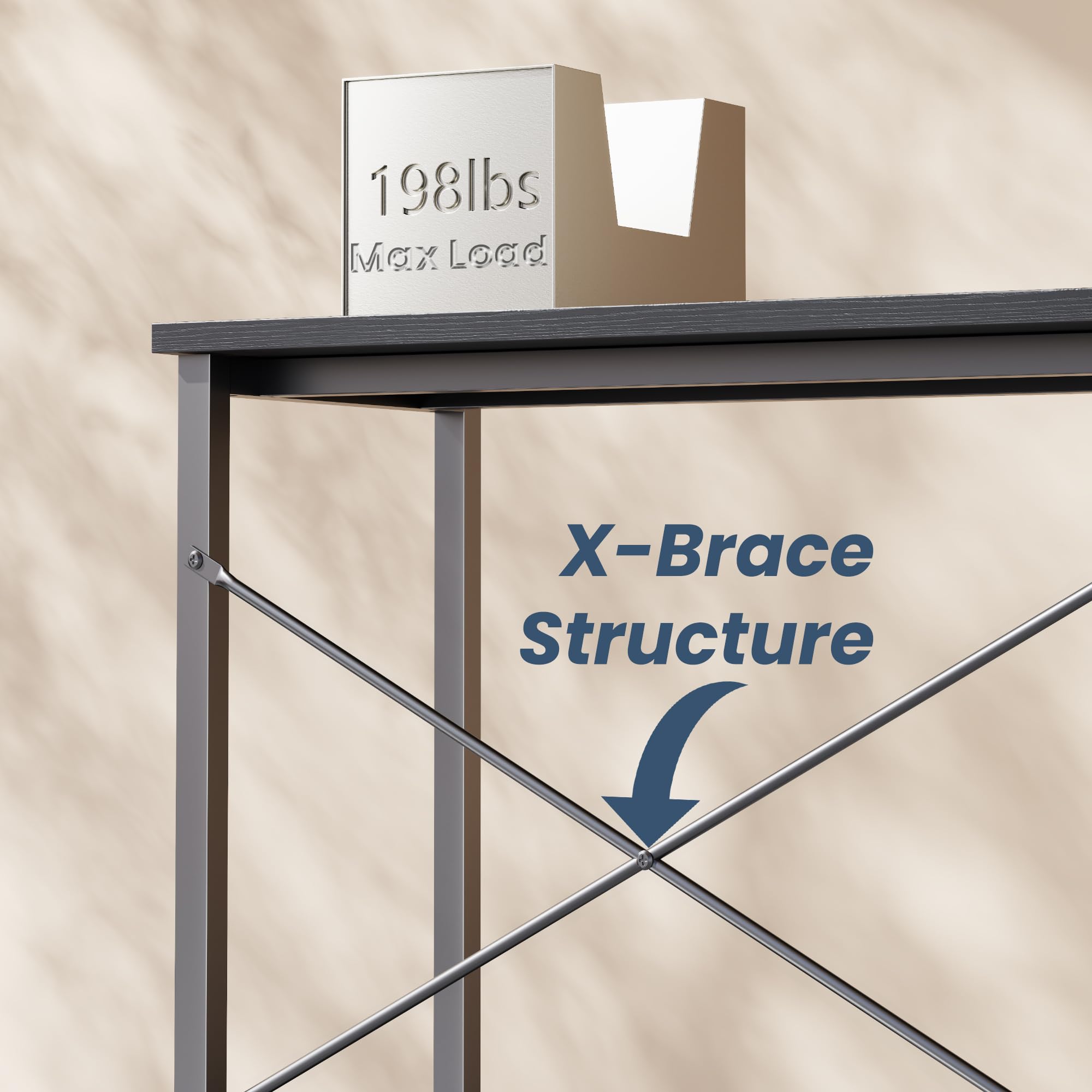 DUMOS L-Shaped Desk with reinforced metal frame for stable use