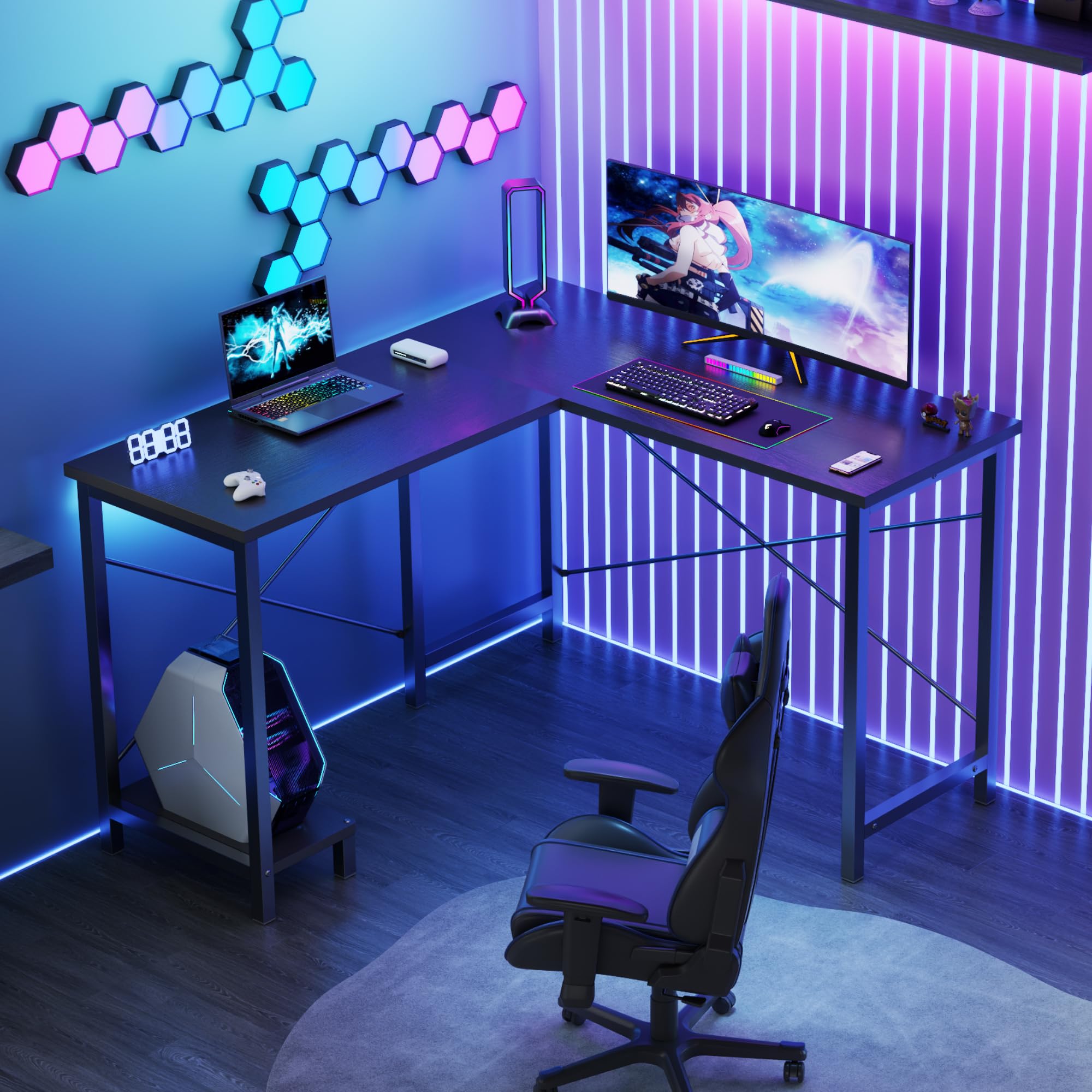 DUMOS L-Shaped Desk with spill-proof tabletop for durability