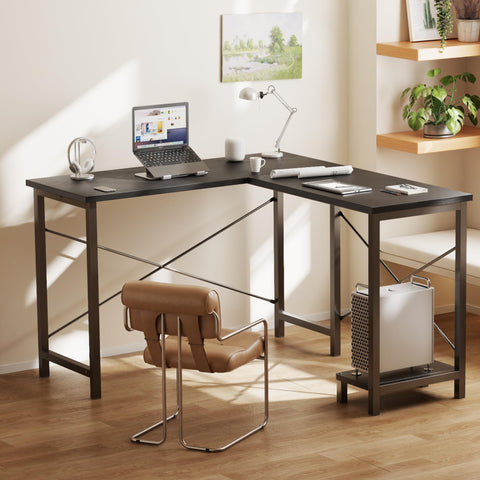 DUMOS L-Shaped Desk with tool-free assembly for quick setup