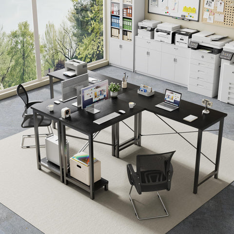 DUMOS L-Shaped Desk with waterproof top resists spills during sessions