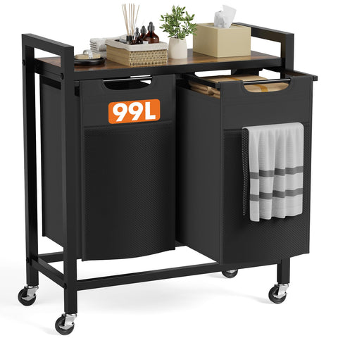 DUMOS two-compartment laundry hamper for organized sorting and daily use.