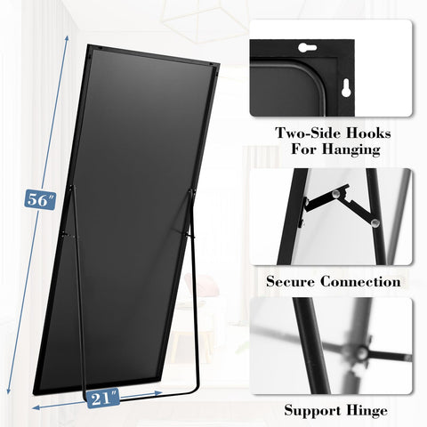 DUMOS versatile leaning or standing mirror in black