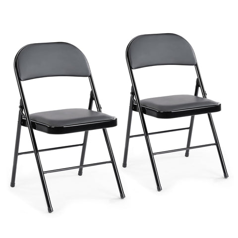 DUMOS leather-padded folding chair front view for comfortable event seating