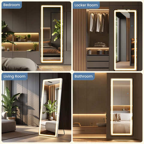 DUMOS LED full-length mirror on adjustable stand for flexible placement