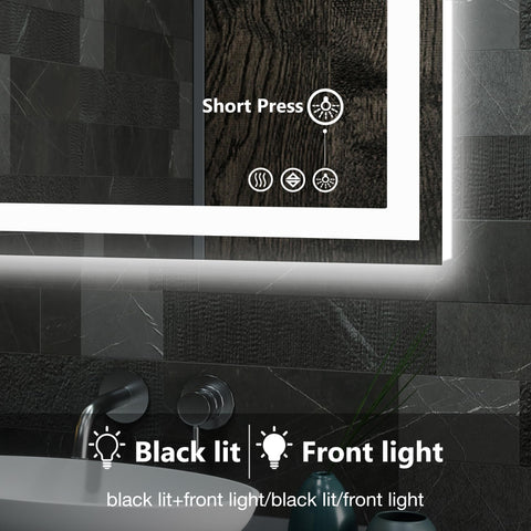 DUMOS LED mirror with backlight creating ambient glow for mood lighting