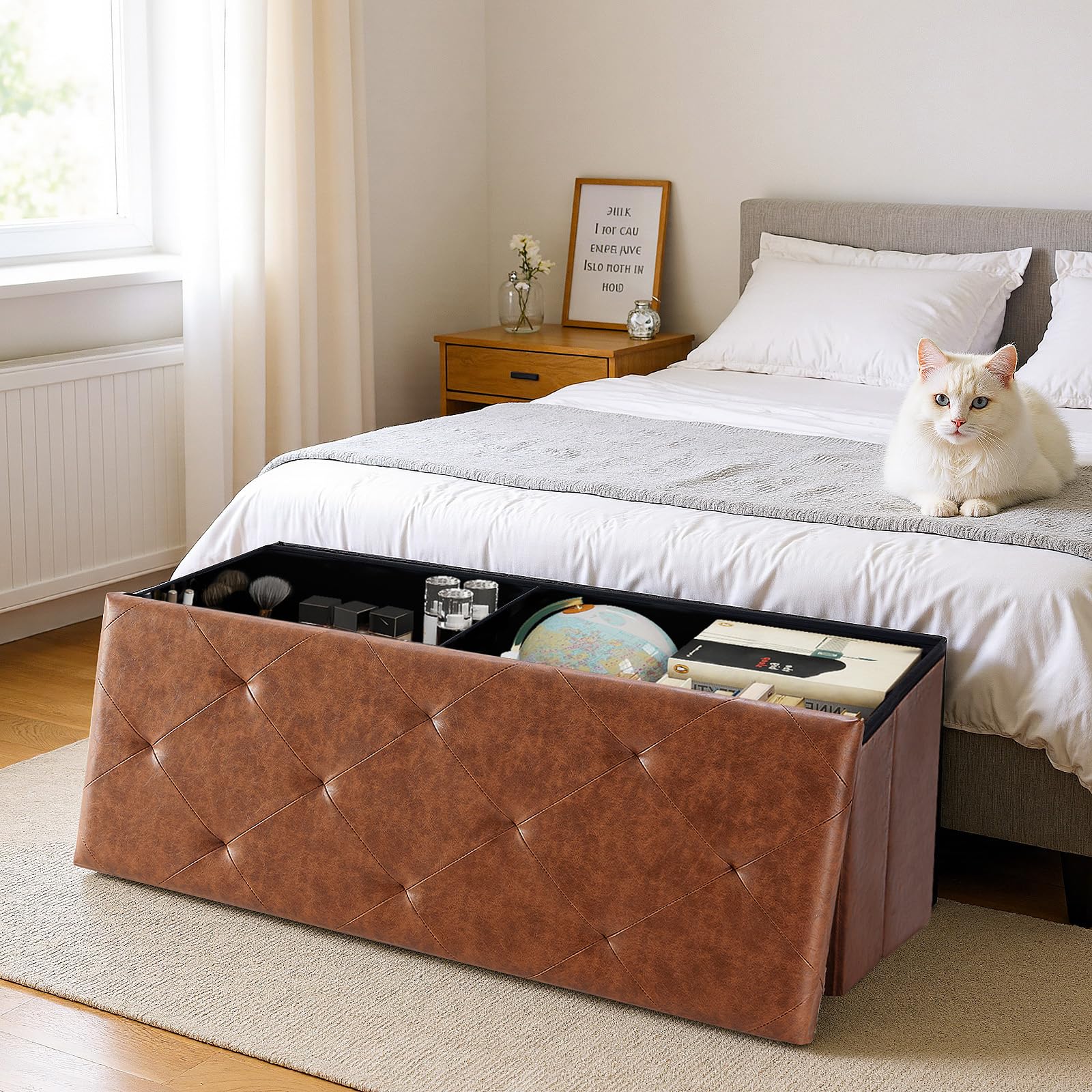 DUMOS ottoman doubles as a coffee table for living room.