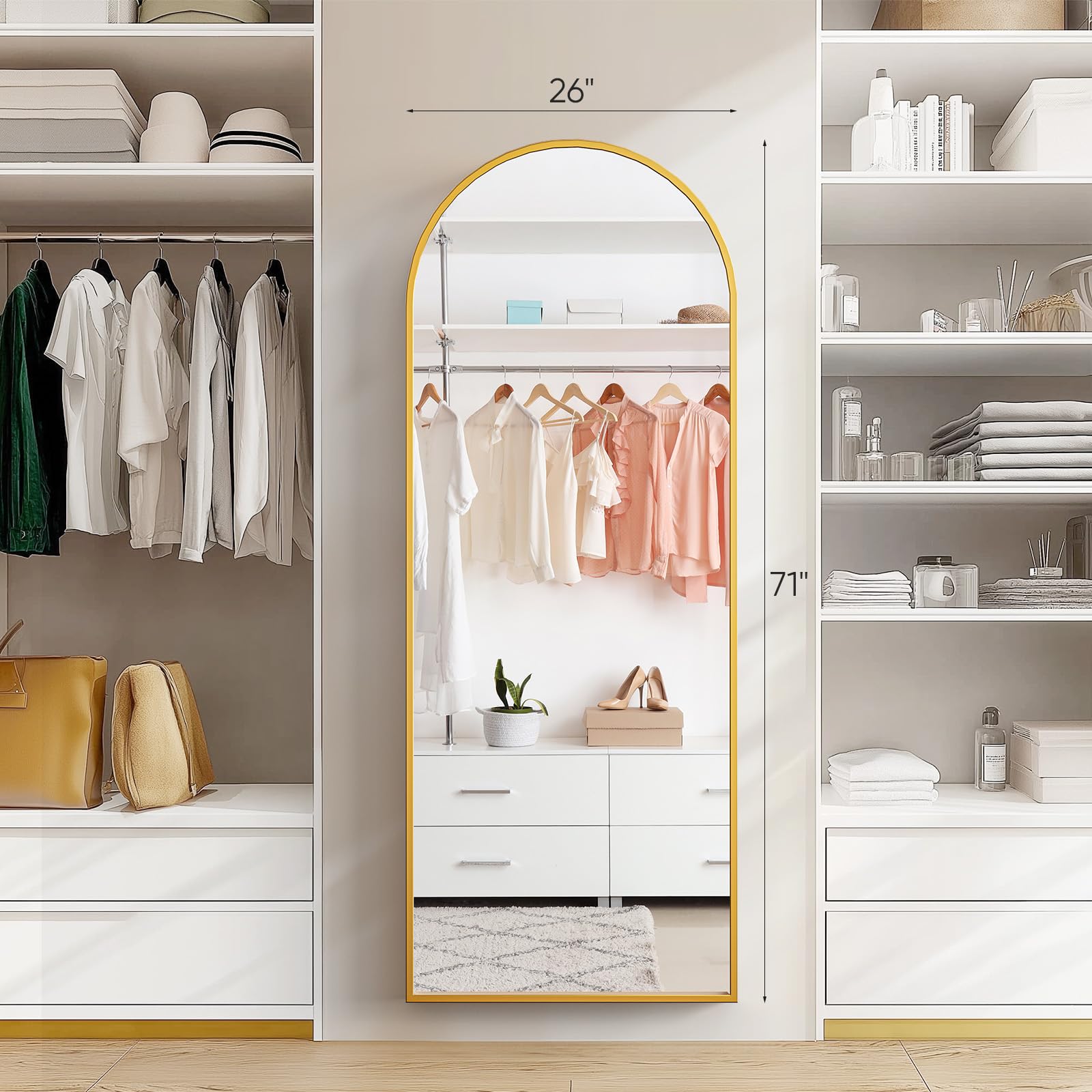 DUMOS mirror enhances living room decor with reflective ambiance