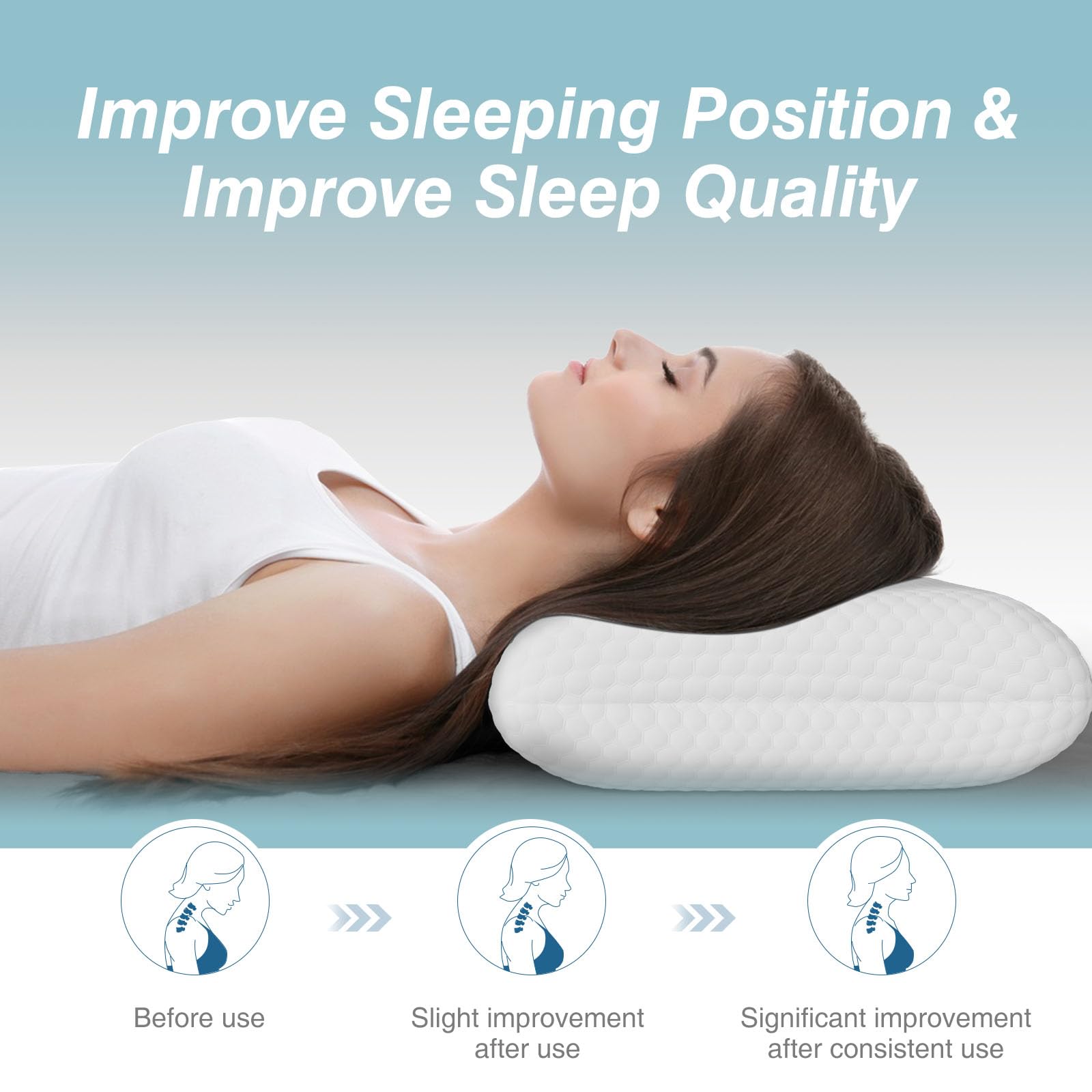 DUMOS breathable mesh pillow surface keeps air circulating.