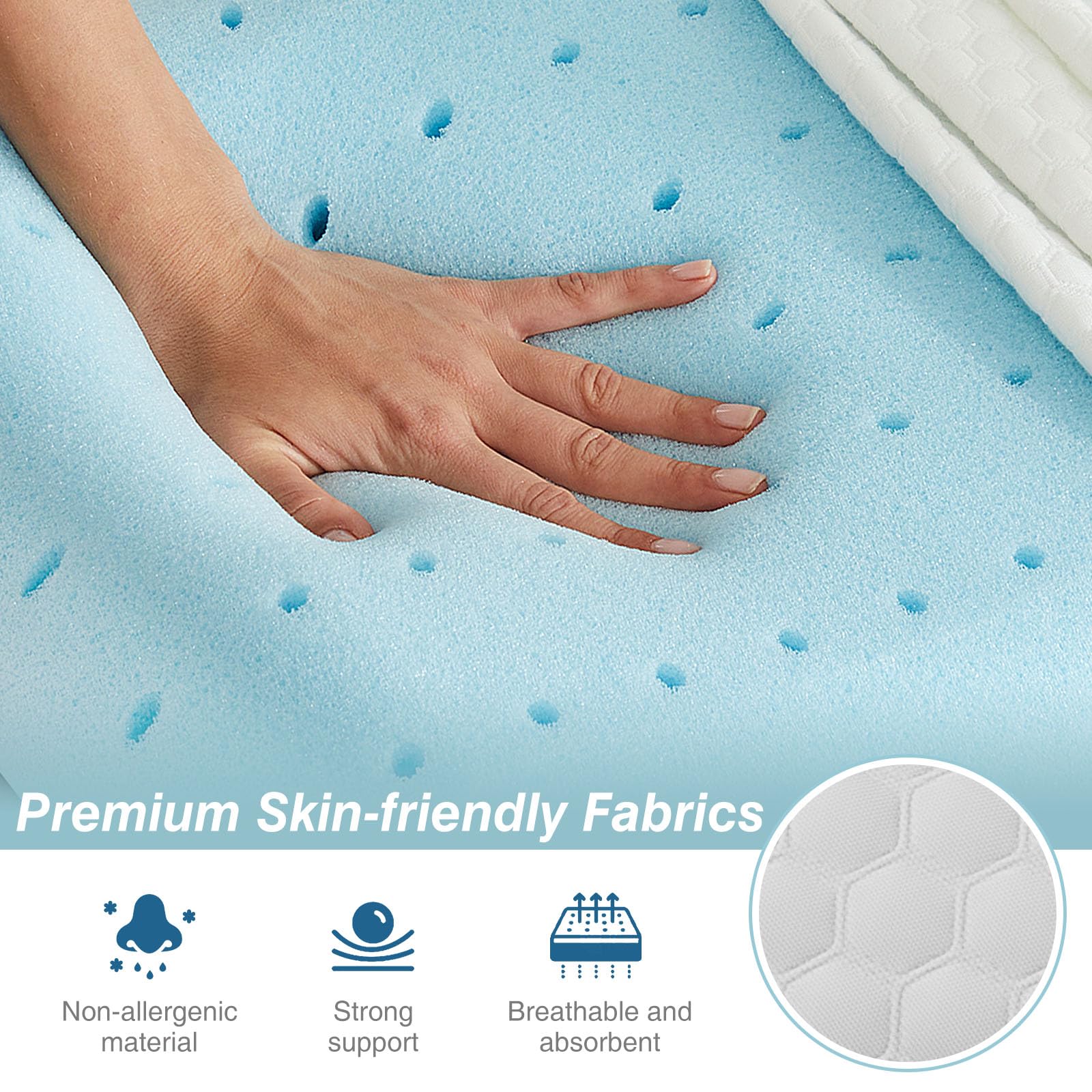 DUMOS gel cooling pillow provides temperature relief throughout sleep.
