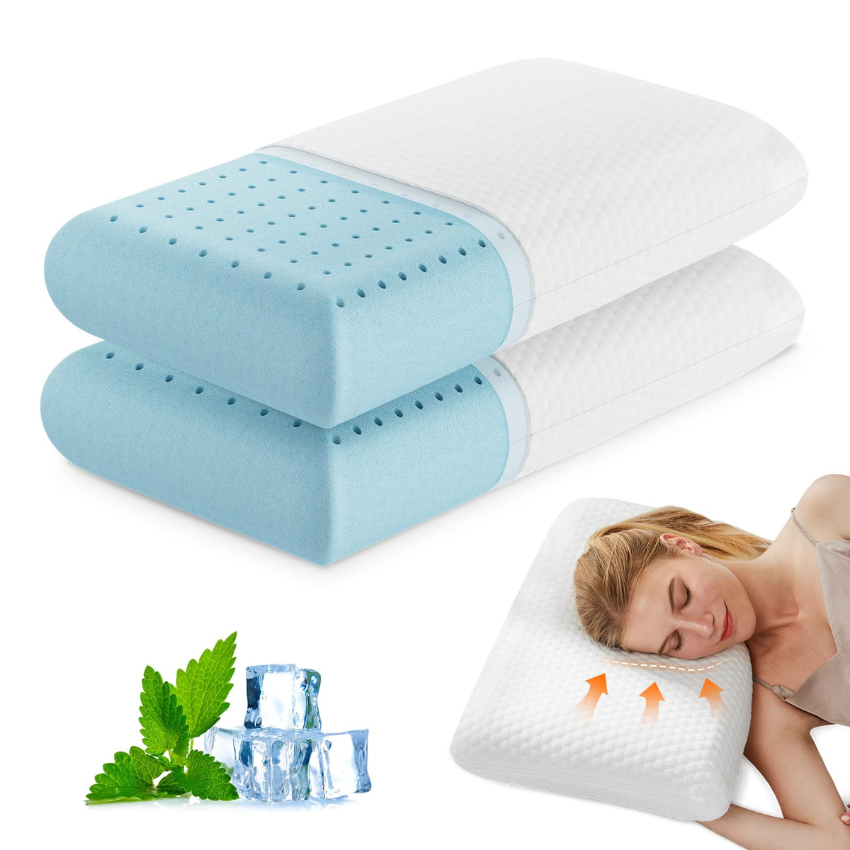 DUMOS memory foam pillow with ventilation for cooler nights.
