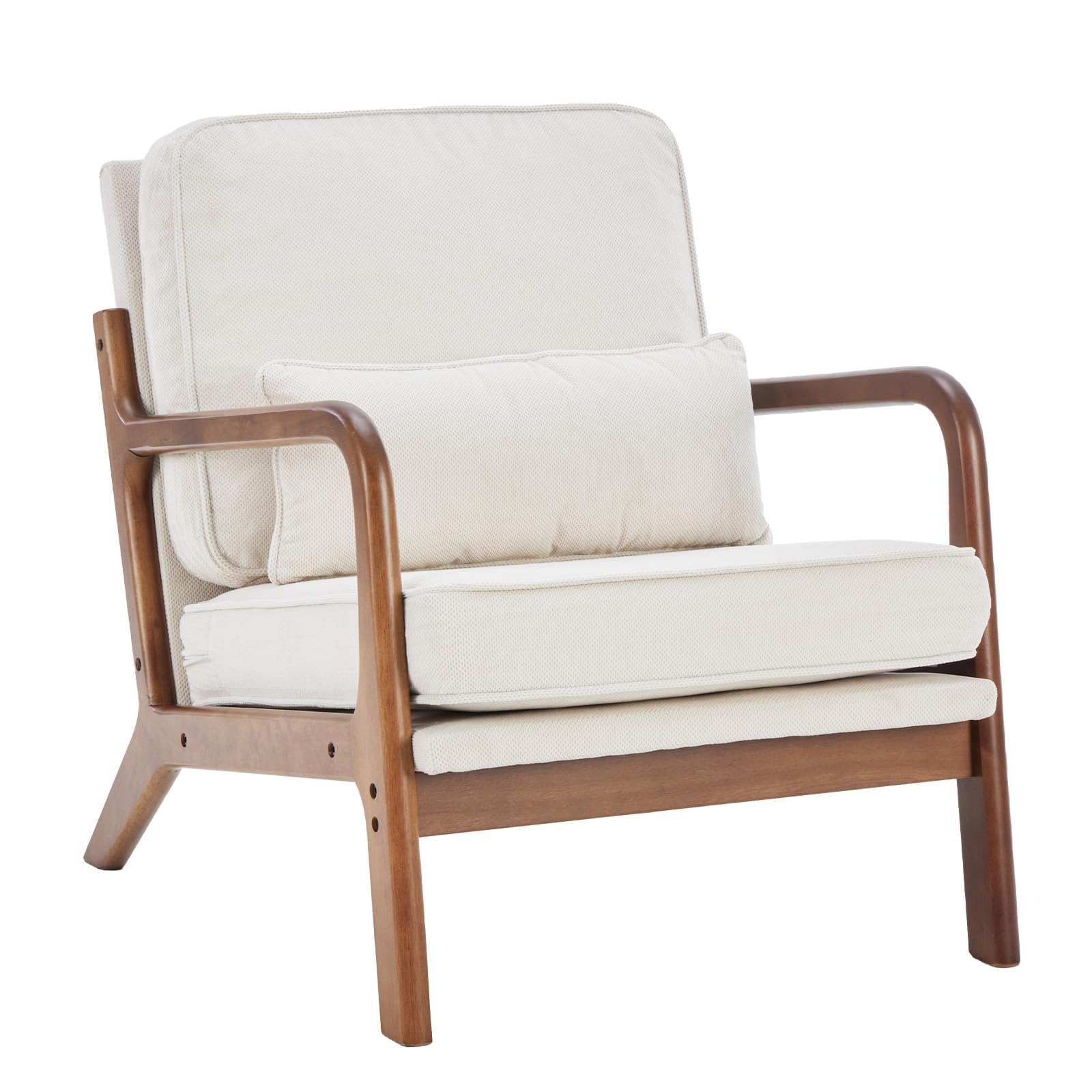 DUMOS mid-century cream chair shown in full view for living room style