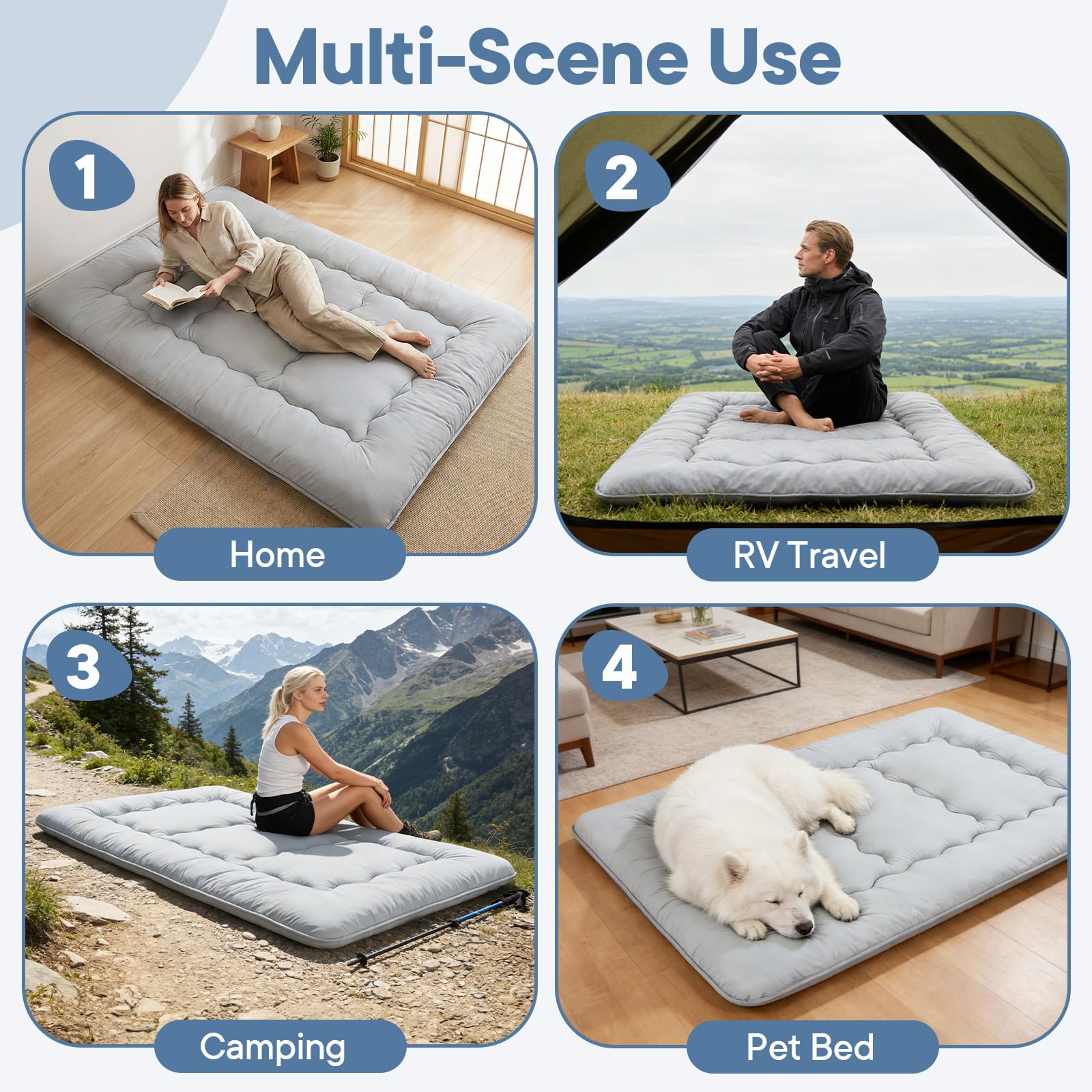 DUMOS versatile floor mat suitable as meditation cushion or sofa extender
