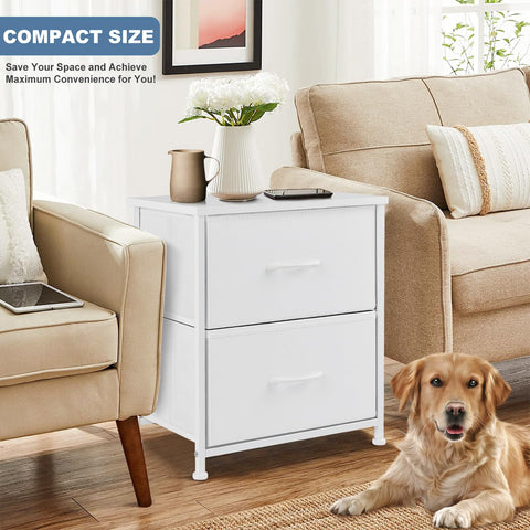 DUMOS nightstand compact design ideal for small rooms like dorms and apartments.