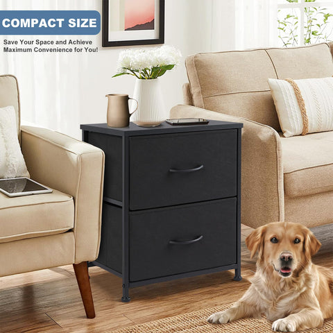 DUMOS nightstand features a durable metal frame for lasting use