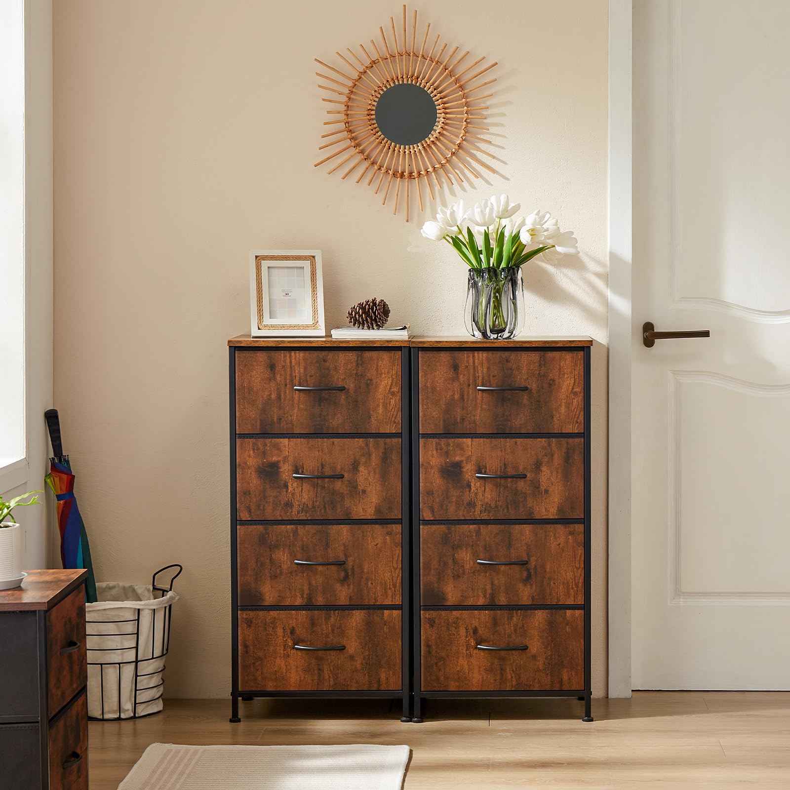 DUMOS nightstand sturdy steel frame delivers durable bedside support
