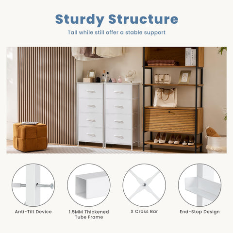 DUMOS nightstand featuring sturdy steel frame for durable bedroom organization.