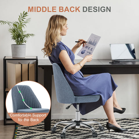 DUMOS height adjustable chair suited for desks and vanity setups.