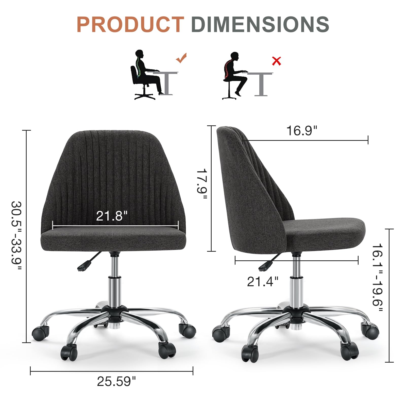 DUMOS chair with soft PU casters for quiet, floor-friendly rolling.