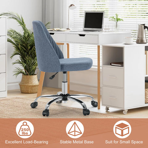 DUMOS desk chair with soft PU casters protecting floors and reducing noise.