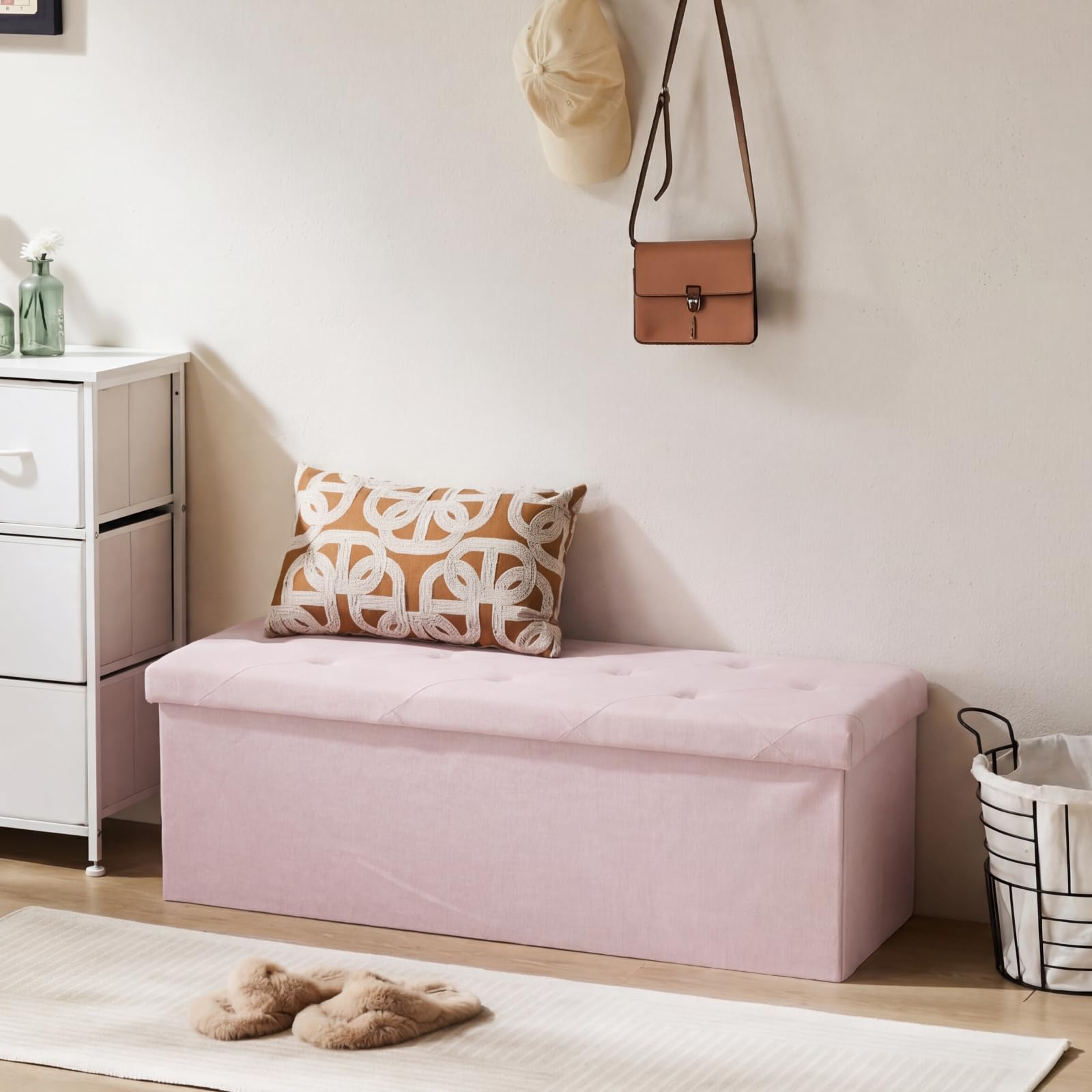 DUMOS ottoman used as foot rest in living room