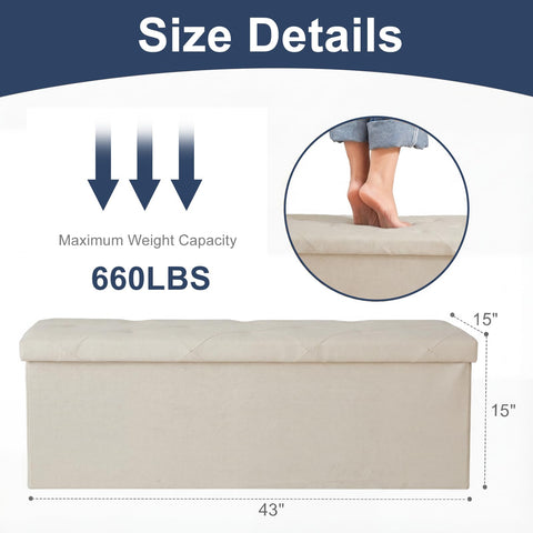 DUMOS padded-seat ottoman in grey linen adds comfortable seating by the sofa