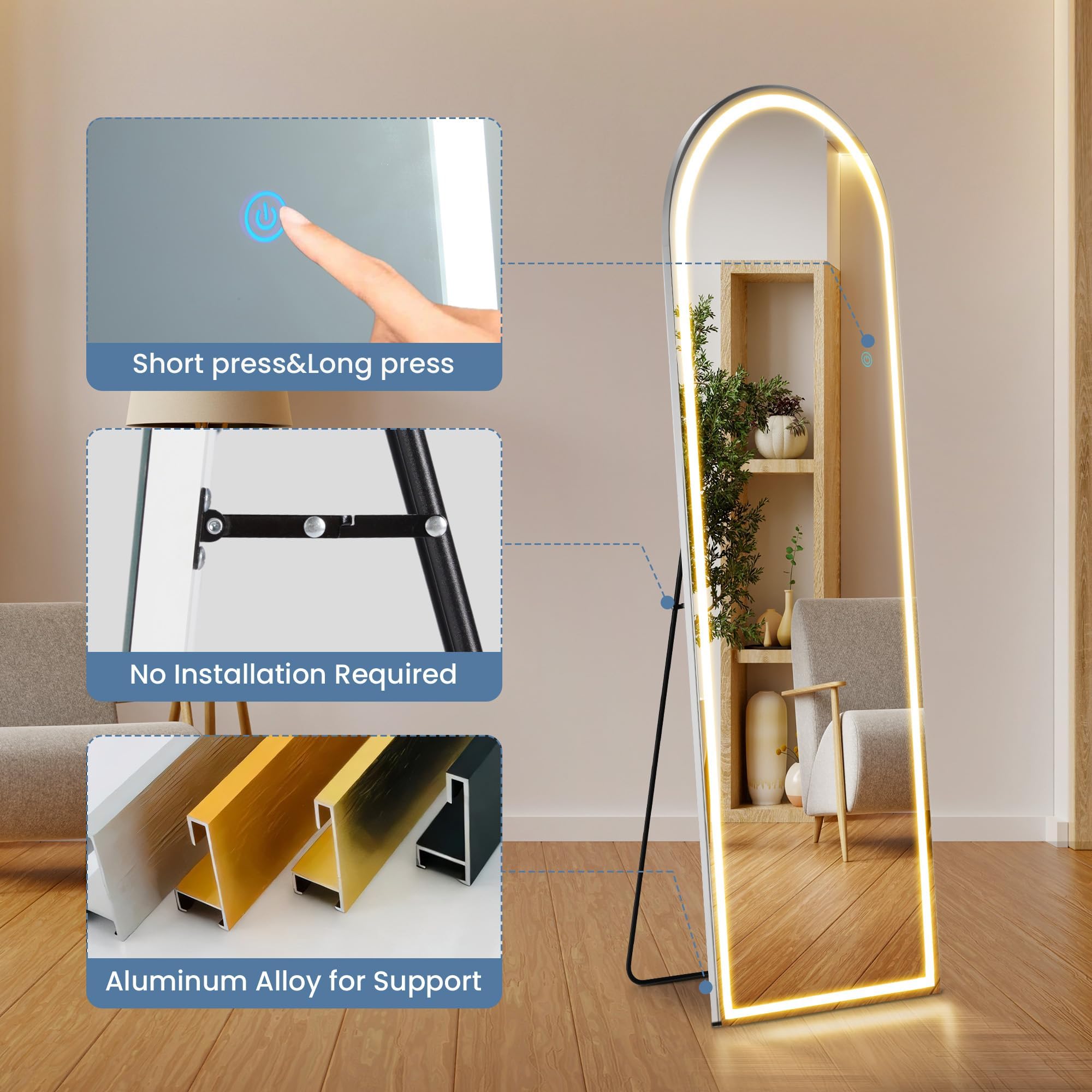 DUMOS protective packaging keeps the mirror secure during delivery.