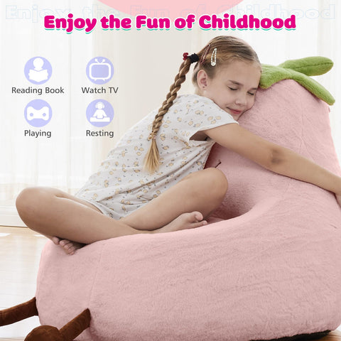 Child enjoys reading time on the DUMOS bean bag chair