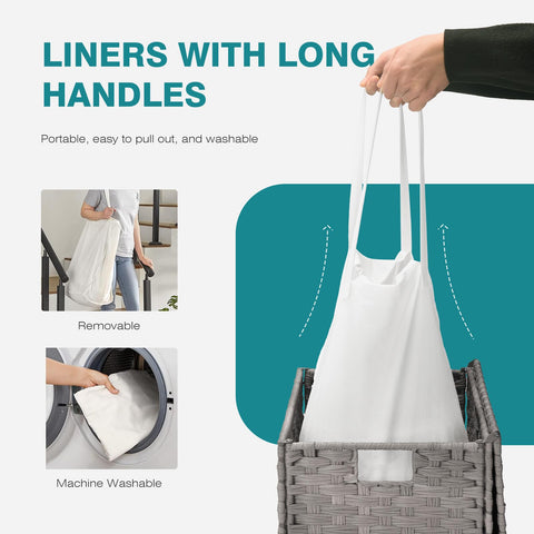 DUMOS removable liner makes washing easy and keeps the hamper fresh.