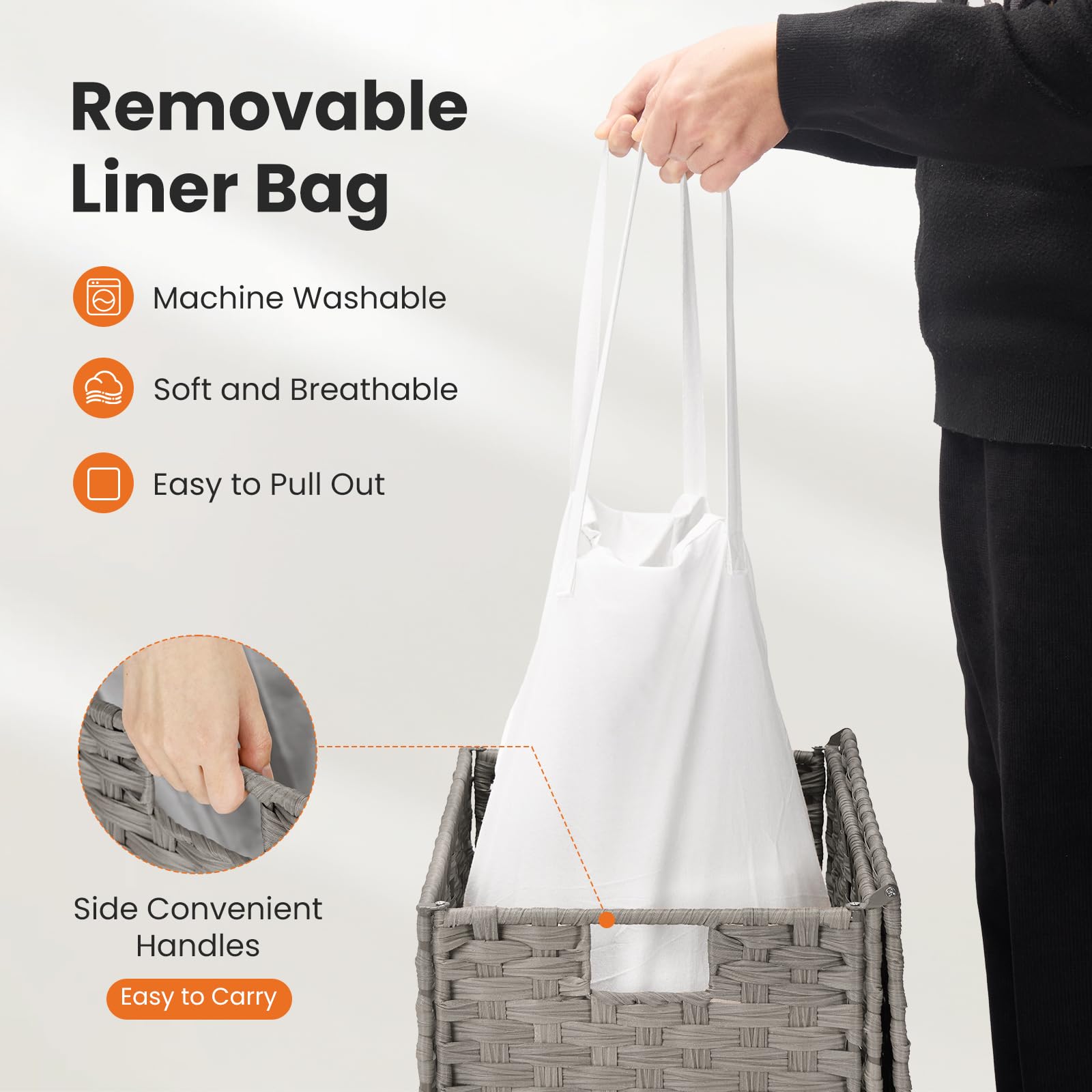 DUMOS removable liner is machine-washable for easy cleaning