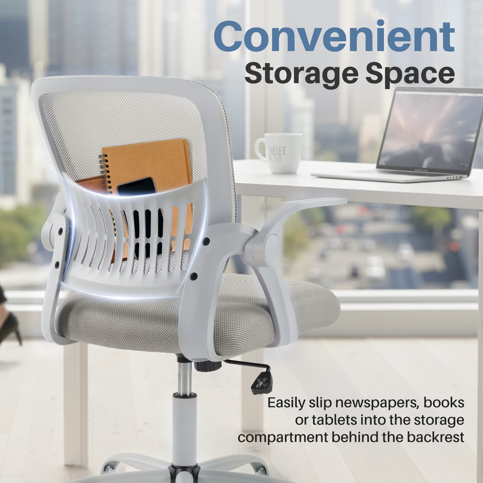 DUMOS rocking-mode feature allowing gentle recline for breaks or creative thinking.