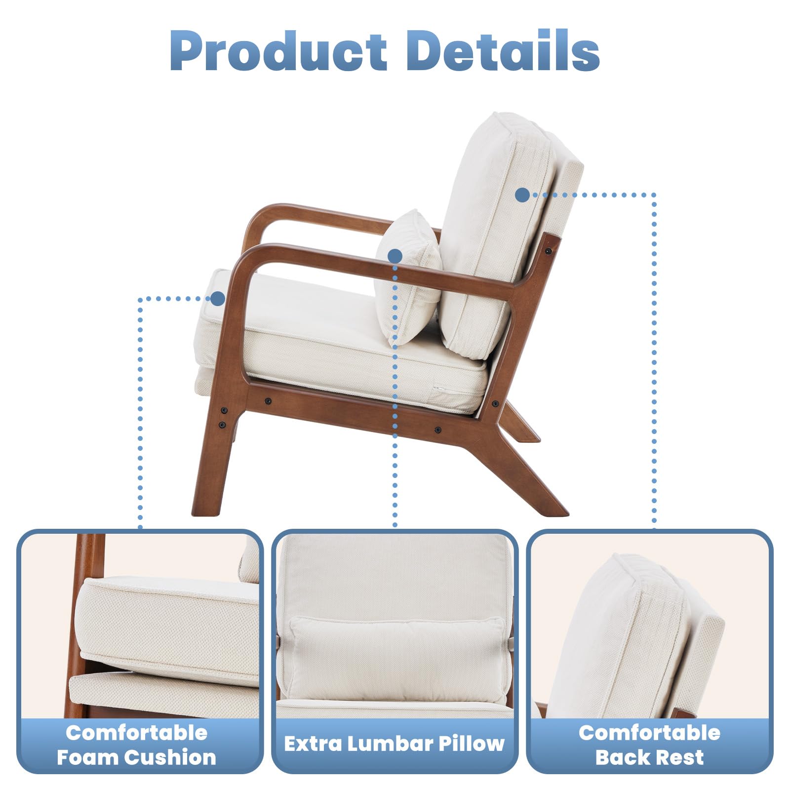 DUMOS wooden frame detail on rubberwood base emphasizes stability