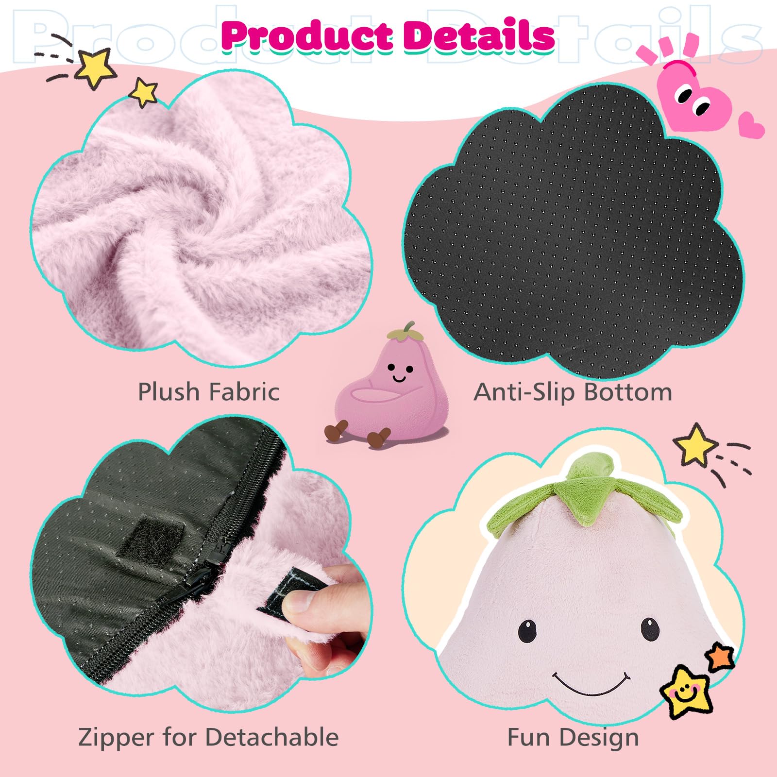 Shredded foam filling provides ergonomic back and leg support