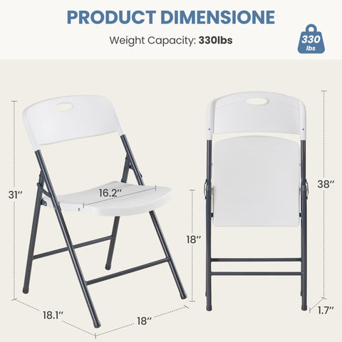 DUMOS stackable folding chair designed for compact storage