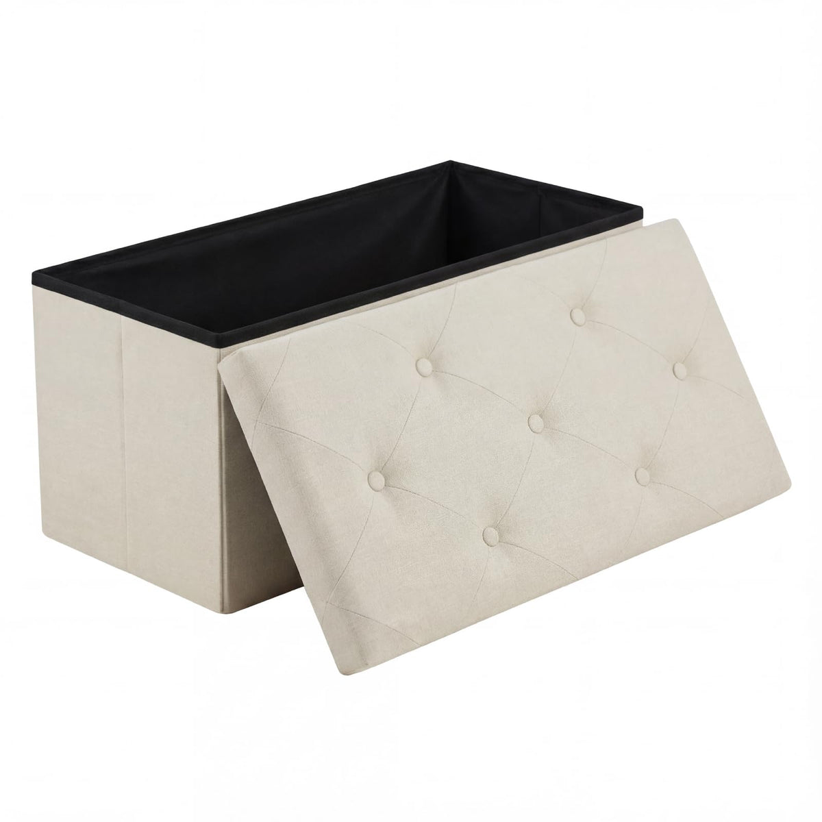 DUMOS storage ottoman bench beige seat close-up highlighting padded comfort