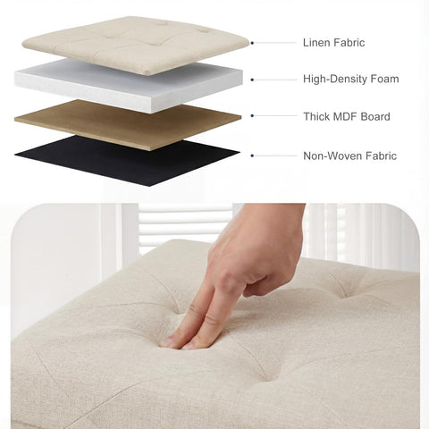 DUMOS storage ottoman bench end-of-bed setup for extra seating