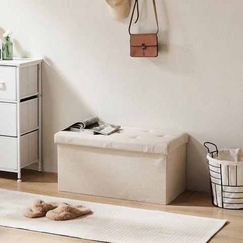 DUMOS storage ottoman bench sturdy MDF frame for stability