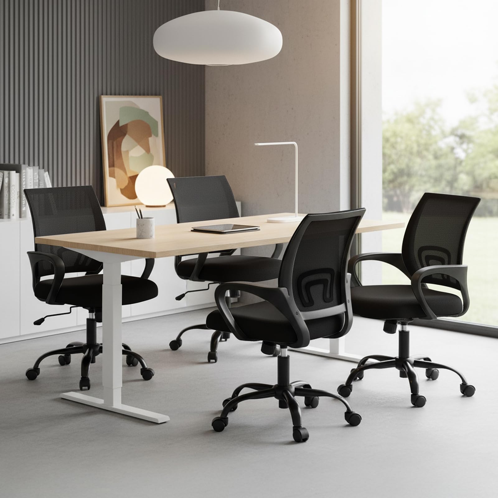 DUMOS sturdy base and quiet casters glide smoothly on floors.