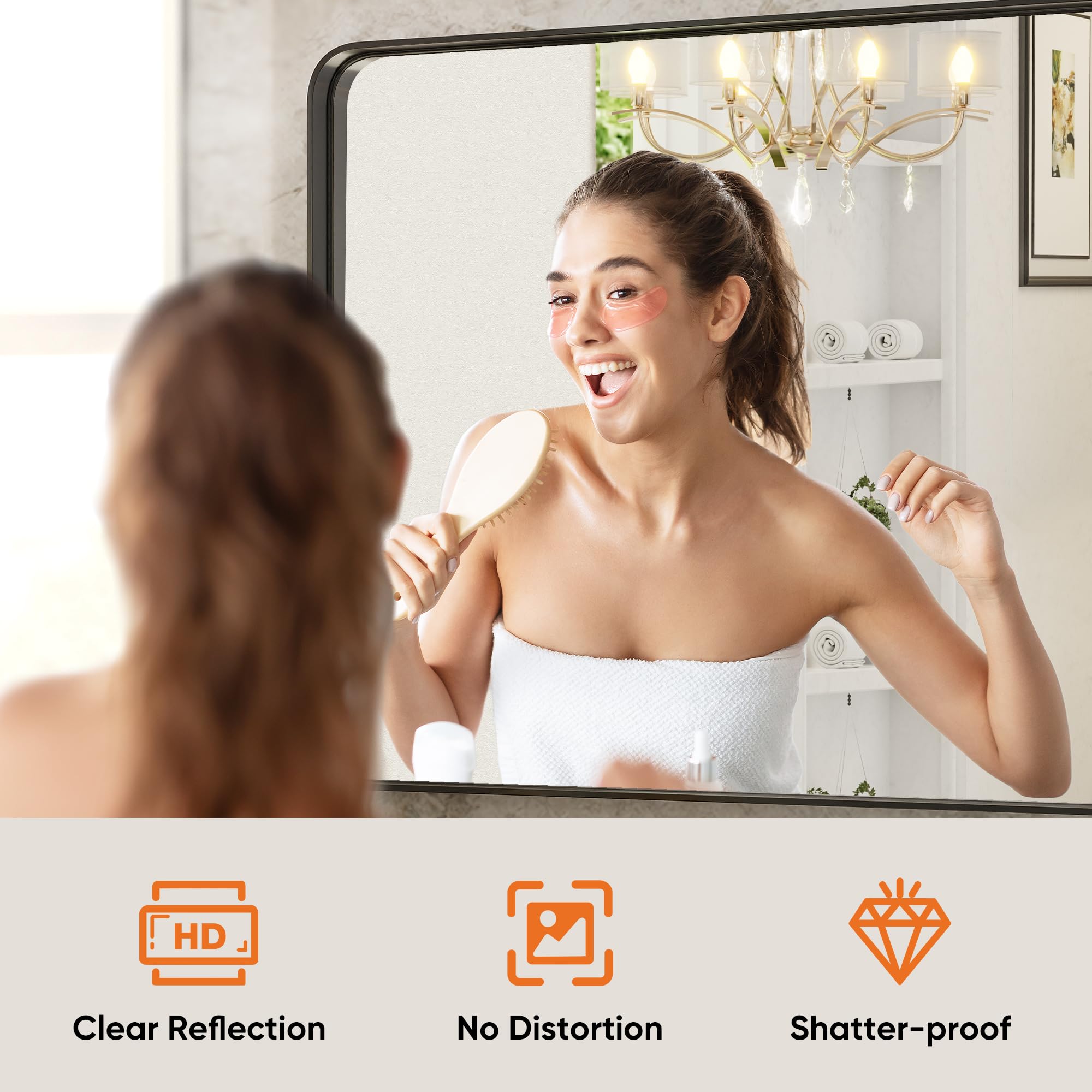 DUMOS tempered glass bathroom mirror delivers safe performance with five times strength.