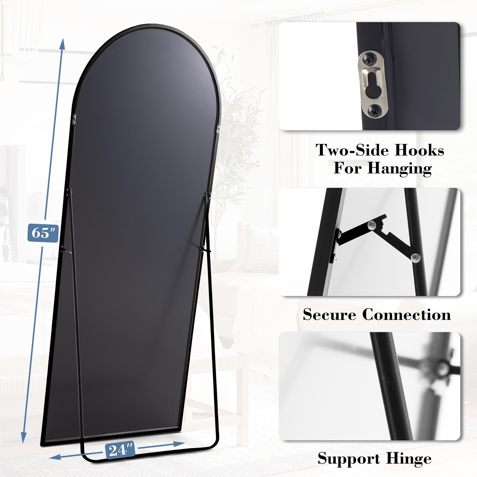 DUMOS mirror highlights three placement options for flexible room layouts.