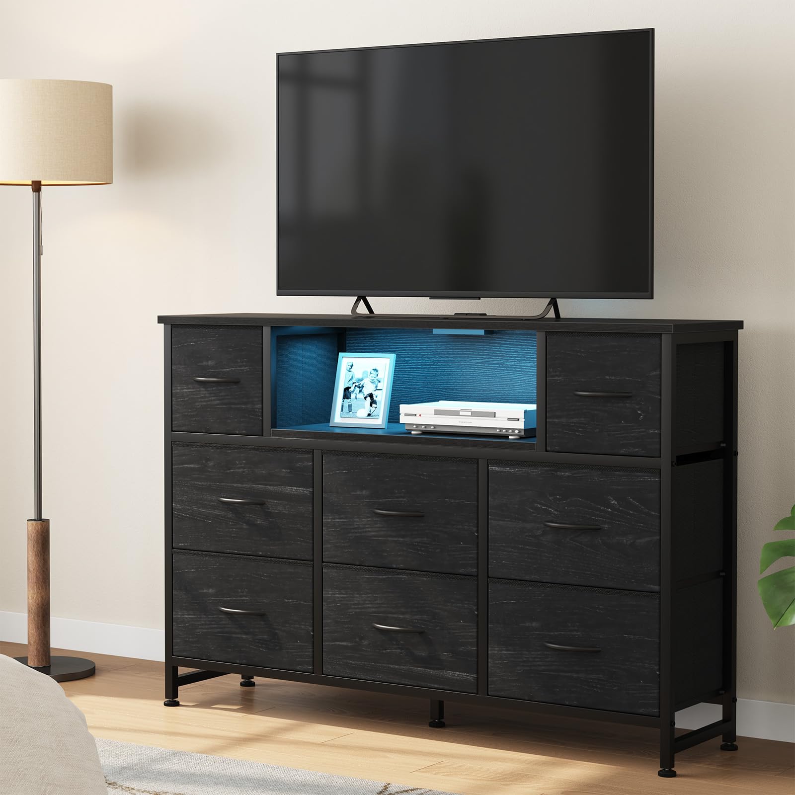 DUMOS TV Stand Dresser compact dimensions fit smaller rooms