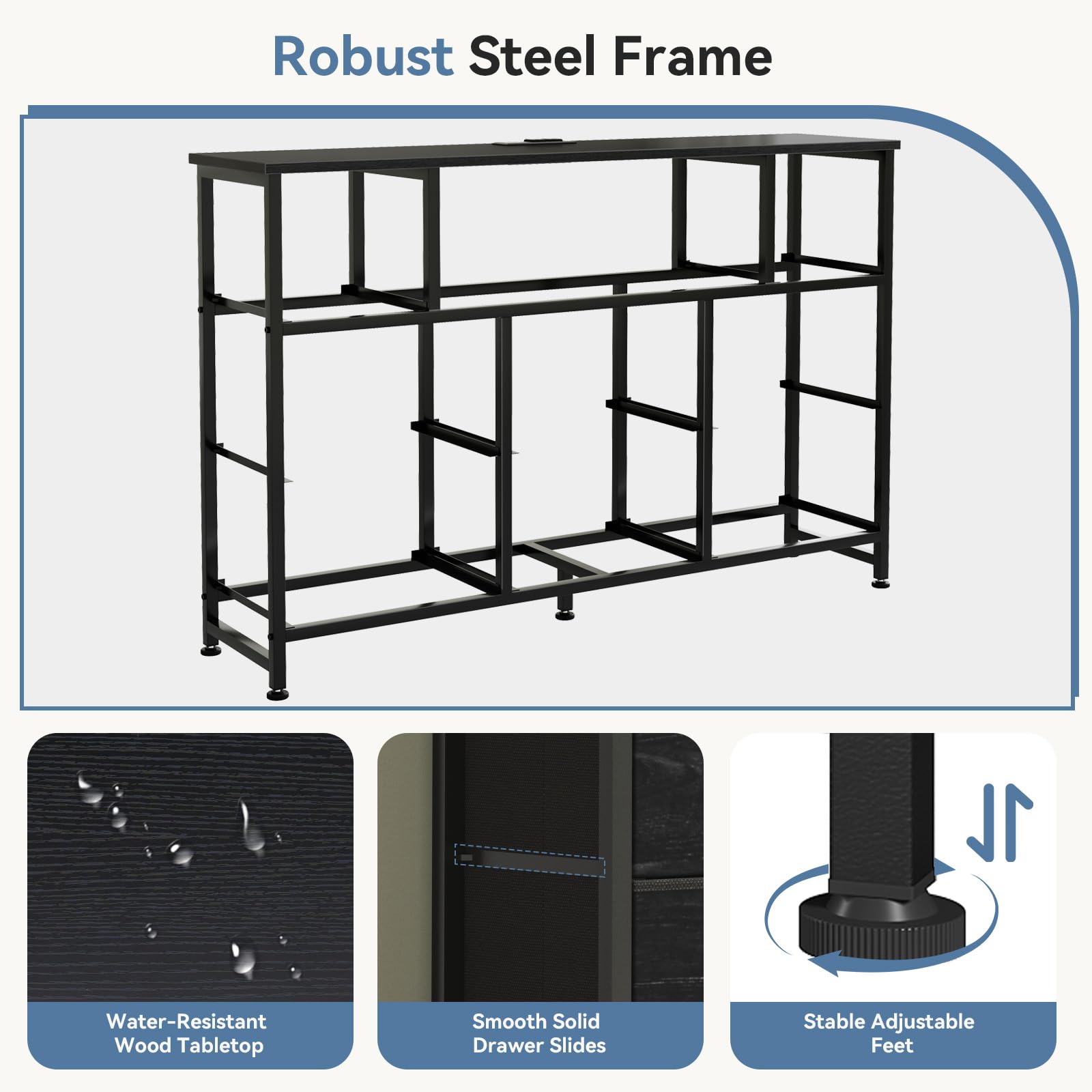 DUMOS TV Stand Dresser wood top supports up to 55-inch TVs with stability