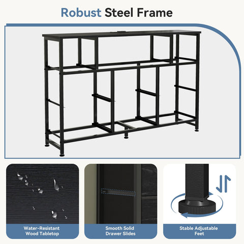 DUMOS TV Stand Dresser wood top supports up to 55-inch TVs with stability