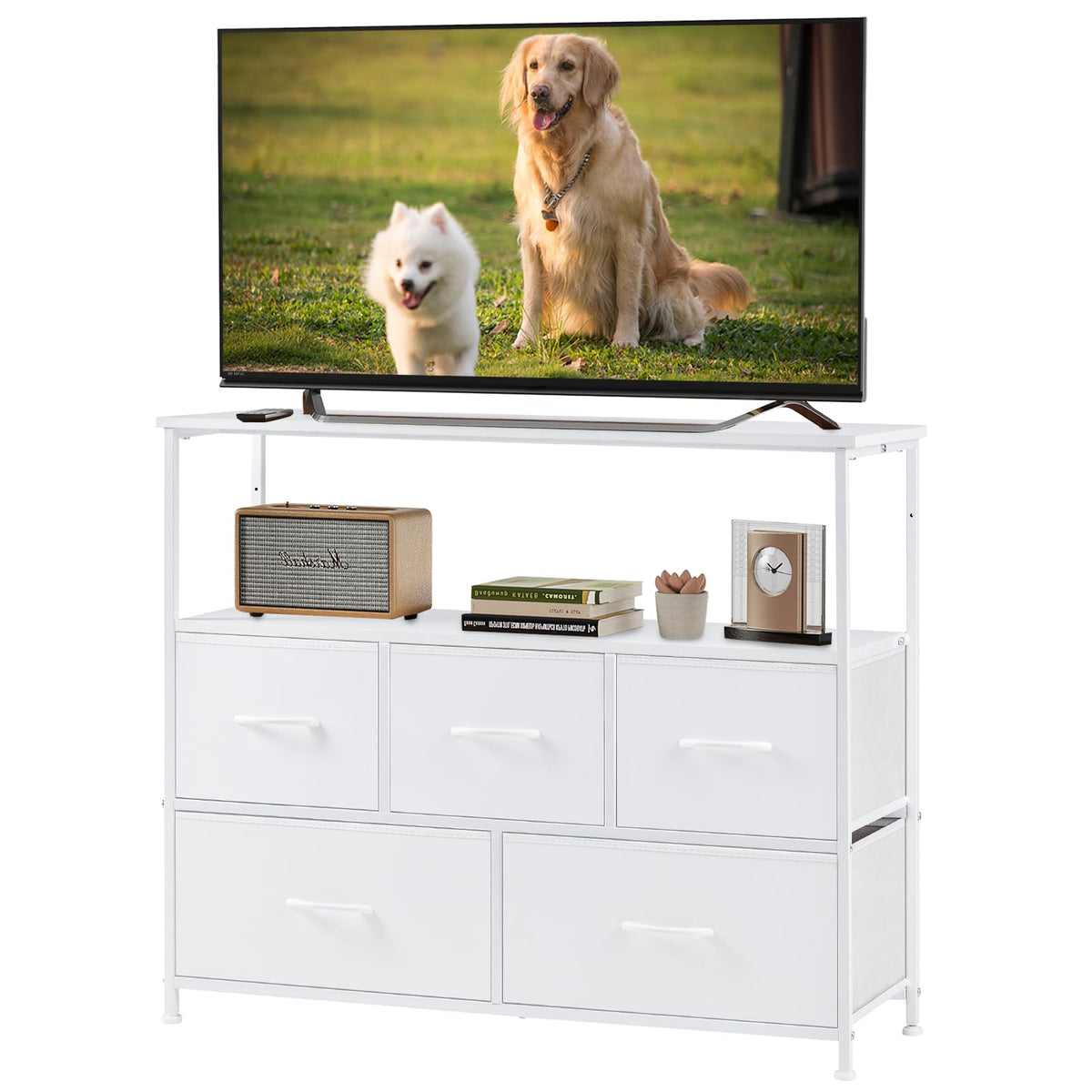 DUMOS TV Stand with open shelf for organized media storage