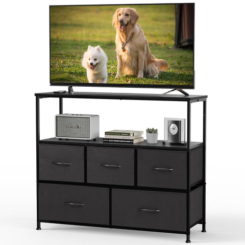 DUMOS TV stand with open shelf for organized media storage