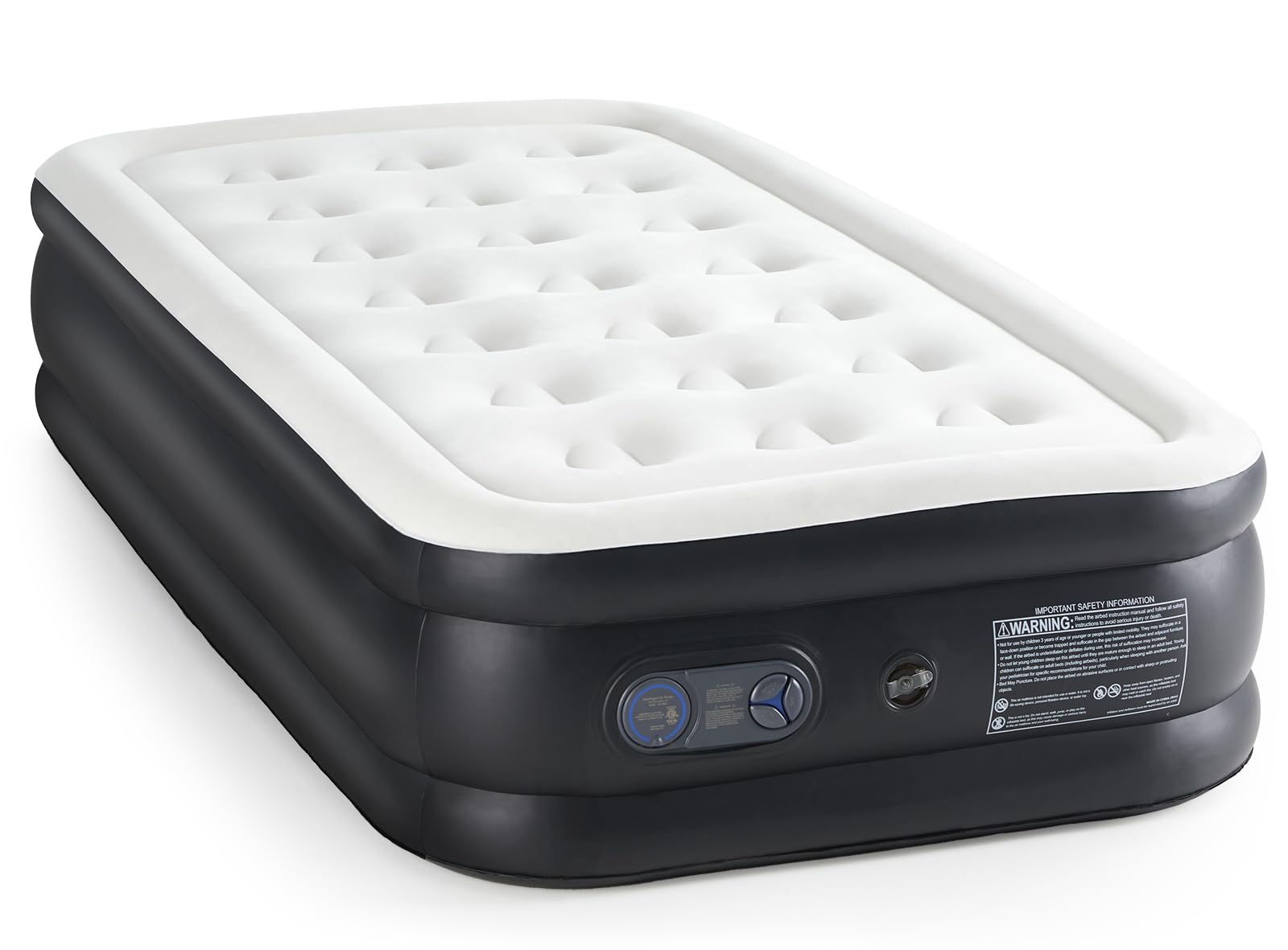 DUMOS twin air mattress with built-in pump for quick setup