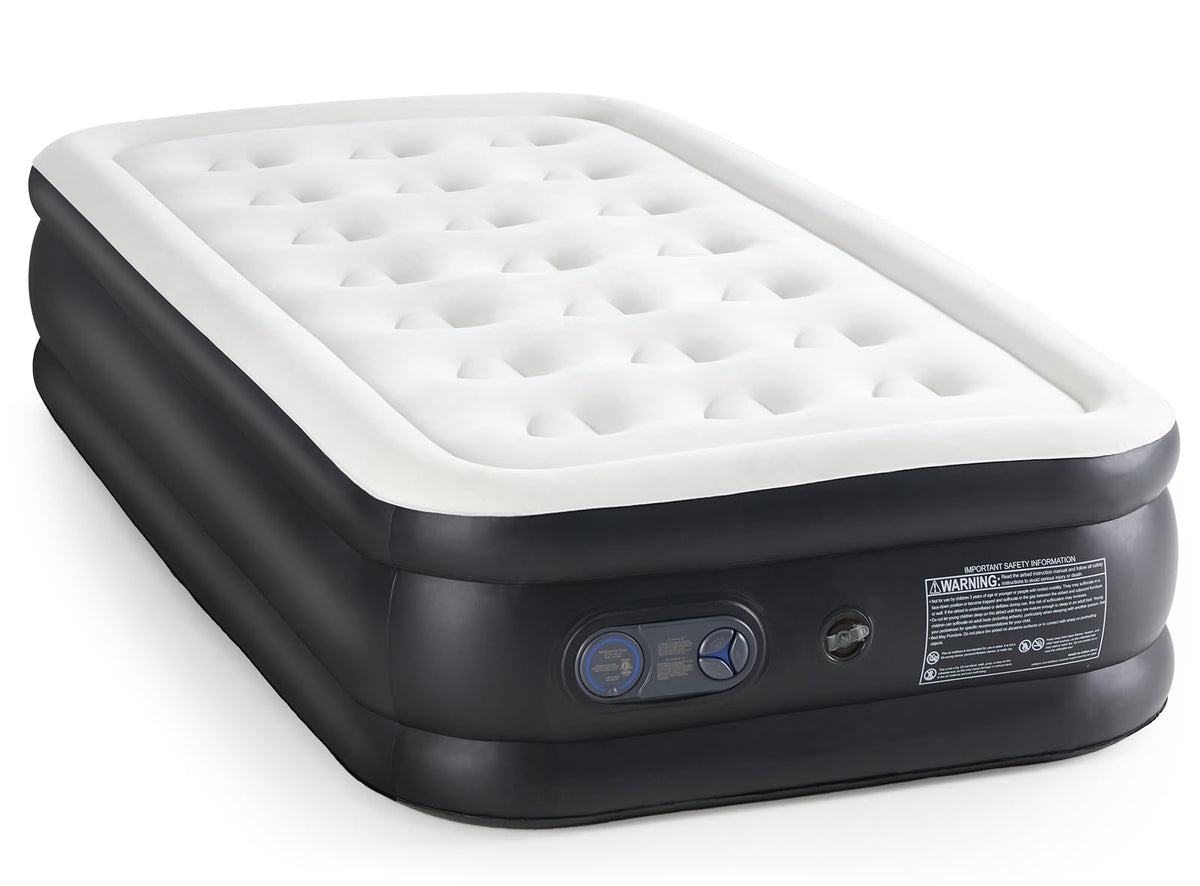 DUMOS twin air mattress with built-in pump for quick setup