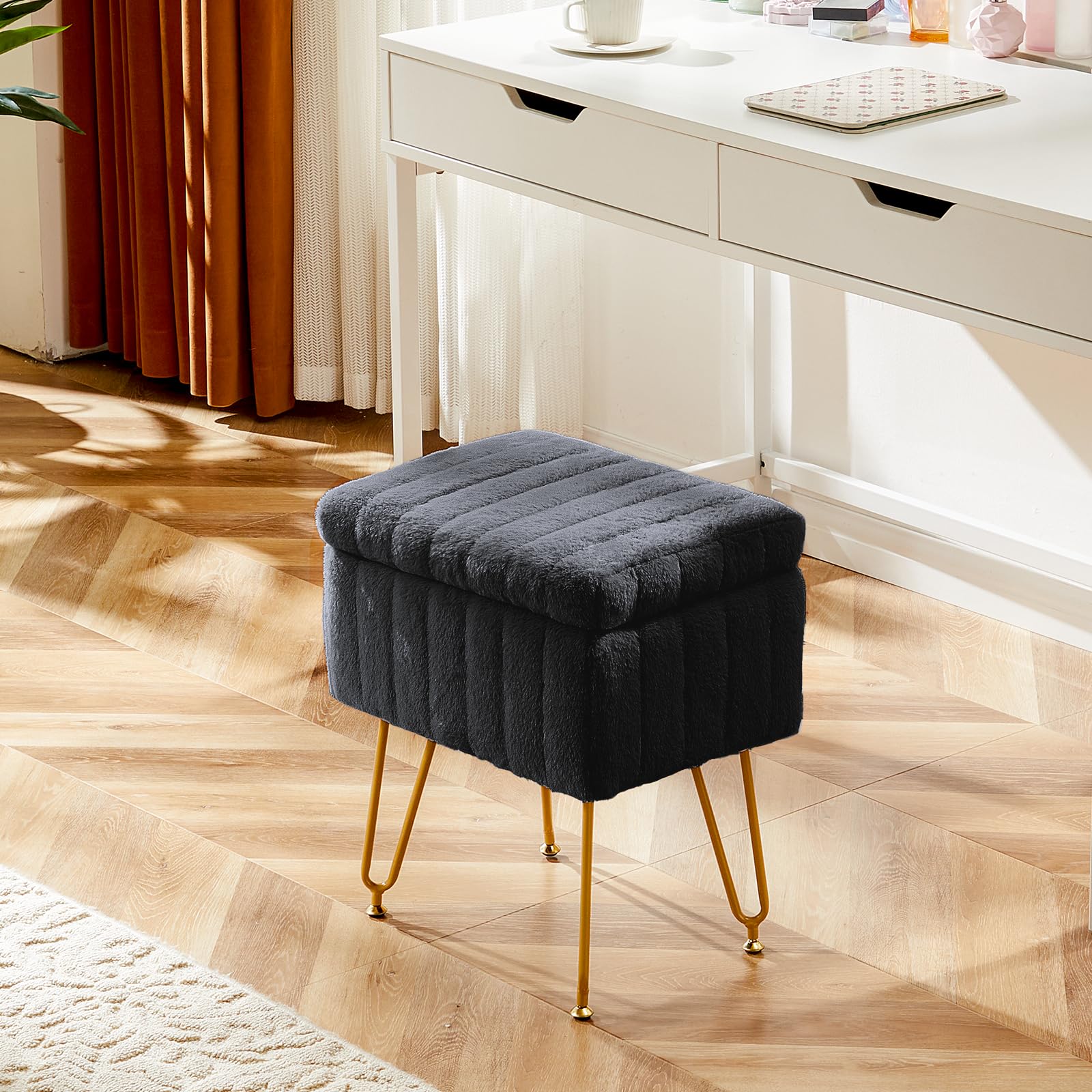 DUMOS vanity stool color pink adds playful charm.