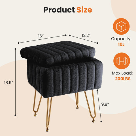 DUMOS vanity stool features four sturdy metal legs for stability.